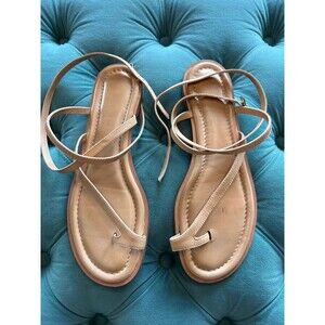Antonio Melani Leather Nude Toe Strap Sandals size 11
